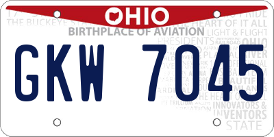 OH license plate GKW7045