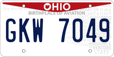 OH license plate GKW7049