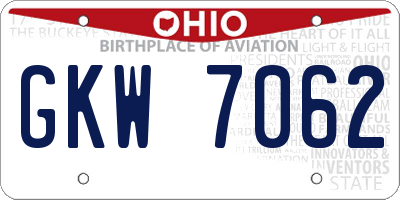 OH license plate GKW7062