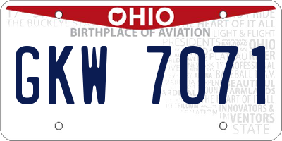 OH license plate GKW7071