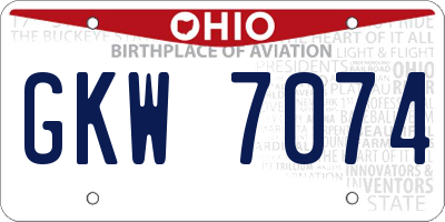 OH license plate GKW7074