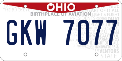 OH license plate GKW7077