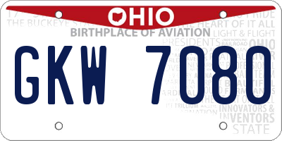 OH license plate GKW7080