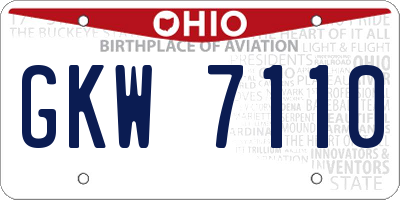 OH license plate GKW7110