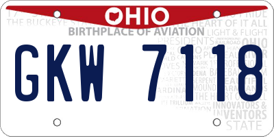 OH license plate GKW7118