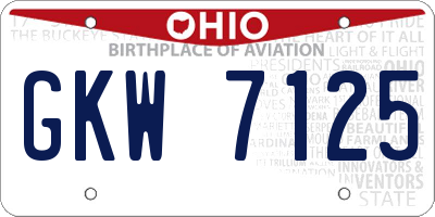 OH license plate GKW7125