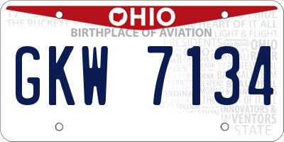 OH license plate GKW7134