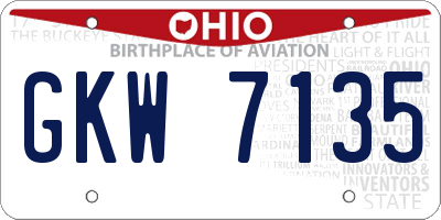 OH license plate GKW7135