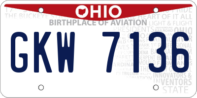 OH license plate GKW7136