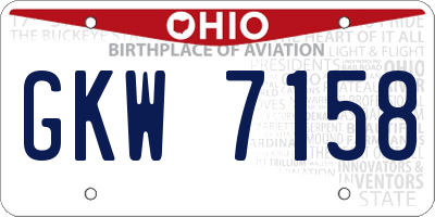 OH license plate GKW7158