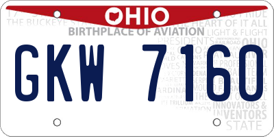 OH license plate GKW7160