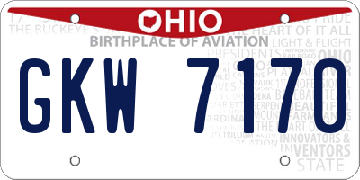 OH license plate GKW7170