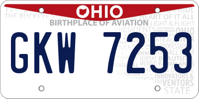 OH license plate GKW7253