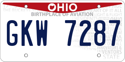 OH license plate GKW7287