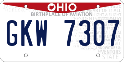 OH license plate GKW7307