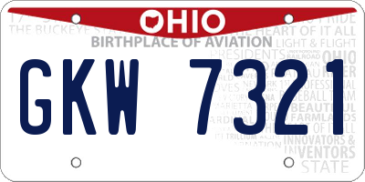 OH license plate GKW7321