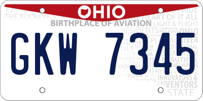 OH license plate GKW7345