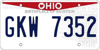 OH license plate GKW7352