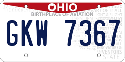 OH license plate GKW7367