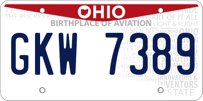 OH license plate GKW7389