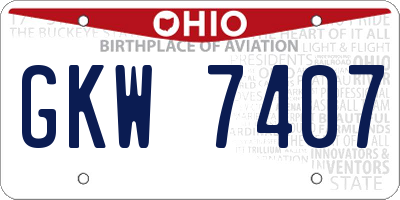 OH license plate GKW7407
