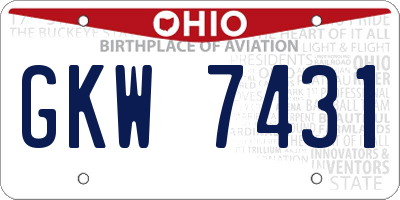 OH license plate GKW7431