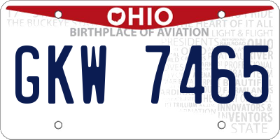 OH license plate GKW7465
