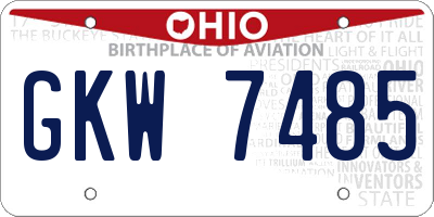 OH license plate GKW7485