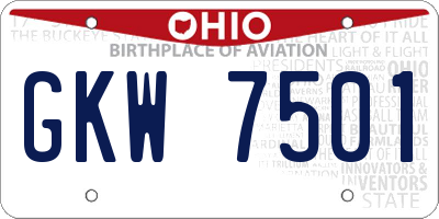 OH license plate GKW7501