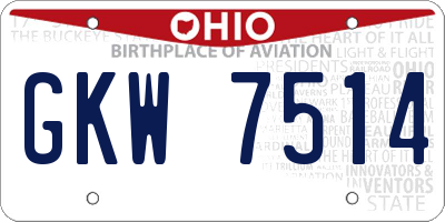 OH license plate GKW7514
