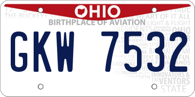 OH license plate GKW7532