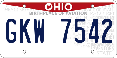 OH license plate GKW7542