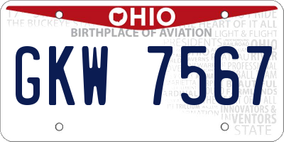 OH license plate GKW7567