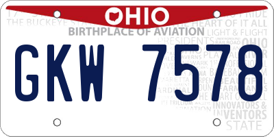 OH license plate GKW7578