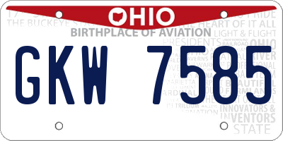 OH license plate GKW7585