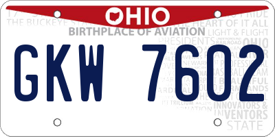 OH license plate GKW7602