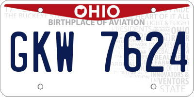 OH license plate GKW7624