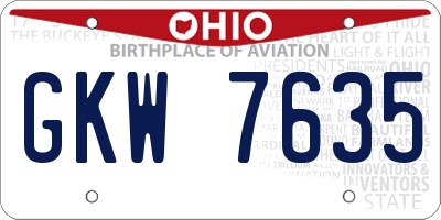 OH license plate GKW7635