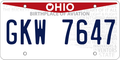OH license plate GKW7647