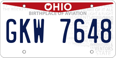 OH license plate GKW7648