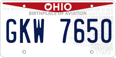 OH license plate GKW7650
