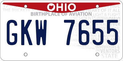 OH license plate GKW7655