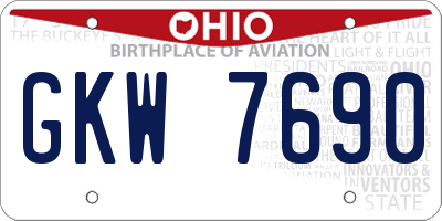 OH license plate GKW7690