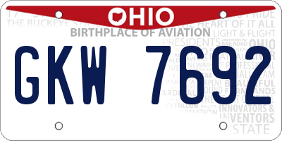 OH license plate GKW7692