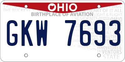 OH license plate GKW7693