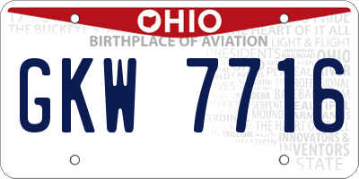 OH license plate GKW7716