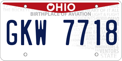 OH license plate GKW7718