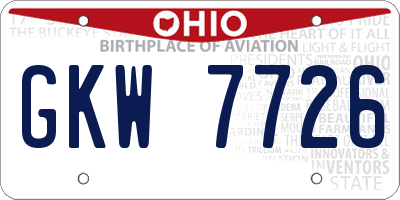OH license plate GKW7726