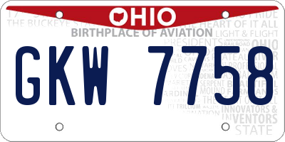 OH license plate GKW7758