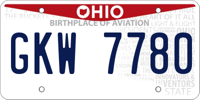 OH license plate GKW7780